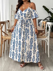 SHEIN VCAY Dress Ukuran Plus - MultiWarna - View 4