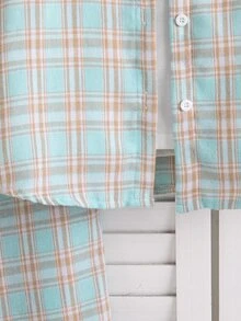 SHEIN Koordinat Kemeja Anak Perempuan Remaja - Biru - View 8