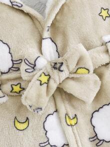 Cozy Pixies Baby Boy Cartoon Graphic Hooded Belted Fuzzy Robe - Multicolor - View 4