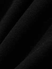 DAZY Solid Round Neck Long Sleeve Tee - Black - View 6