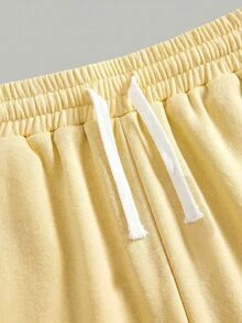 SHEIN Tween Girl Contrast Side Seam Drawstring Waist Wide Leg Pants - Multicolor - View 8
