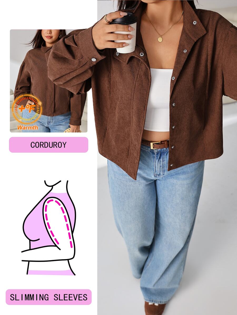 Solflare Chaqueta de talla grande con hombros caídos y botones delanteros
