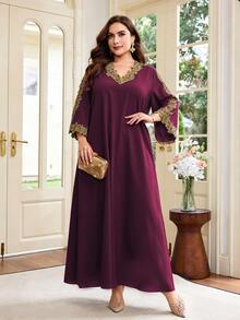 Al Najma Plus Size Arabian Dresses - Red Violet - View 6