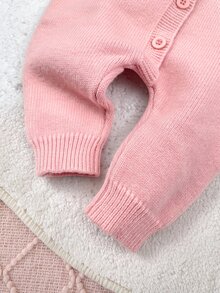 SHEIN Newborn Baby Sweater Onesies - Pink - View 5