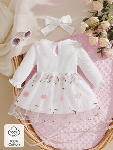SHEIN 新生兒連身裙 - 白色 - 查看 4