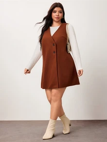 Enliva Plus Size Co-Ords Fall - Brown - View 4