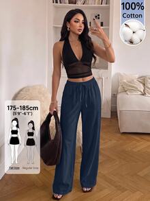 SHEIN Tall 女士長褲 - 藏蓝色 - 查看 4