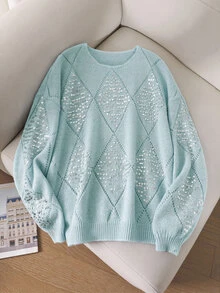 CosyJoli Plus Size Sweaters Fall - Blue - View 5