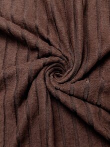 Velvienne Plus Size Solid V-Neck Ribbed Knit Bodycon Dress - Coffee Brown - View 7
