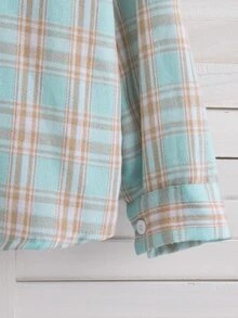 SHEIN Koordinat Kemeja Anak Perempuan Remaja - Biru - View 7
