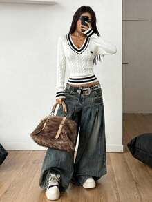 Coolane Striped Trim Cable Knit Sweater - Multicolor - View 4