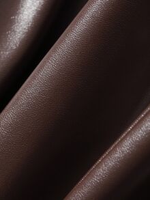 DAZY Solid Fold Pleated Frill Hem PU Leather Skirt Fall Y2k - Brown - View 3