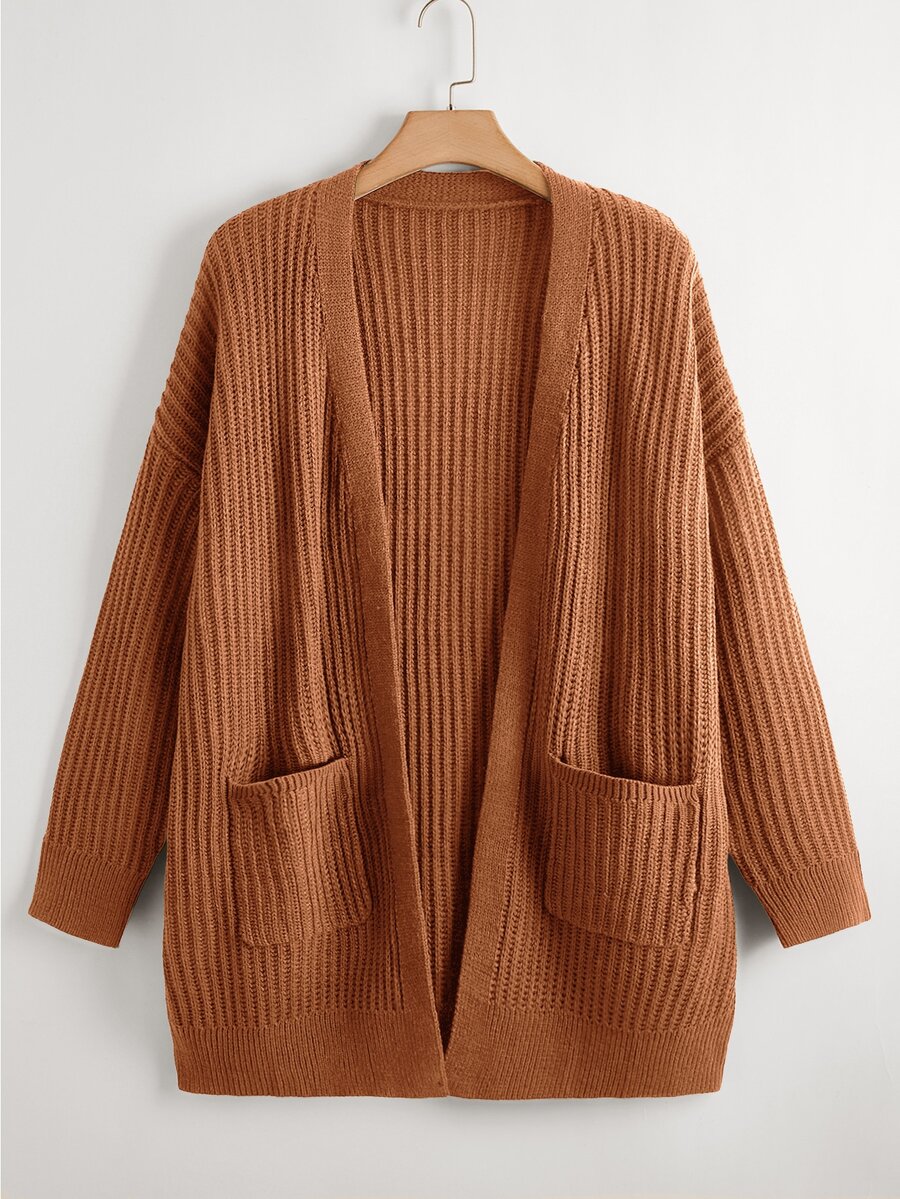 Linhara Plus Dual Pocket Drop Shoulder Cardigan Winter - Camel - View 1