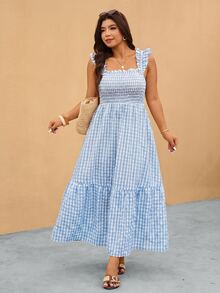 Elaquor Plus Size Dresses - Baby Blue - View 5