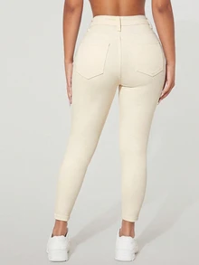 Rivivi Plus High Waist Skinny Jeans - Apricot - View 2