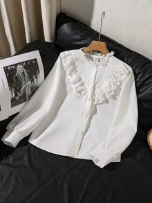 SHEIN Tween Girls Blouses - White - View 1