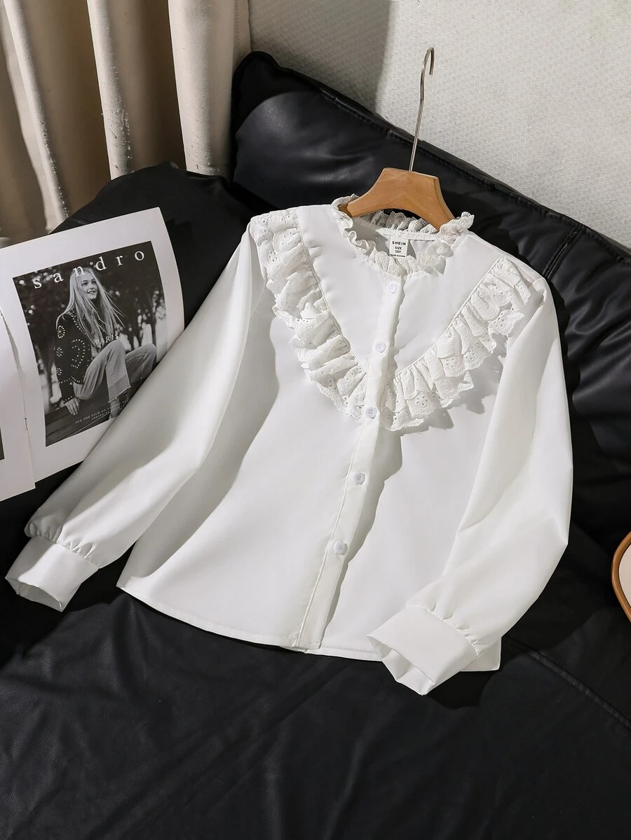 SHEIN Tween Girls Blouses - White - View 1