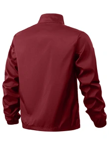 Manfinity Homme Chaqueta militar con cremallera y bolsillos para hombre - Burdeos - Ver 2