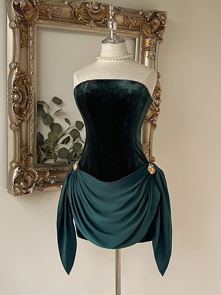 Lovelzi Two Tone Ruched Side Tube Cocktail Dress