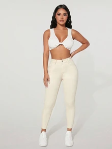 Rivivi Plus High Waist Skinny Jeans - Apricot - View 4