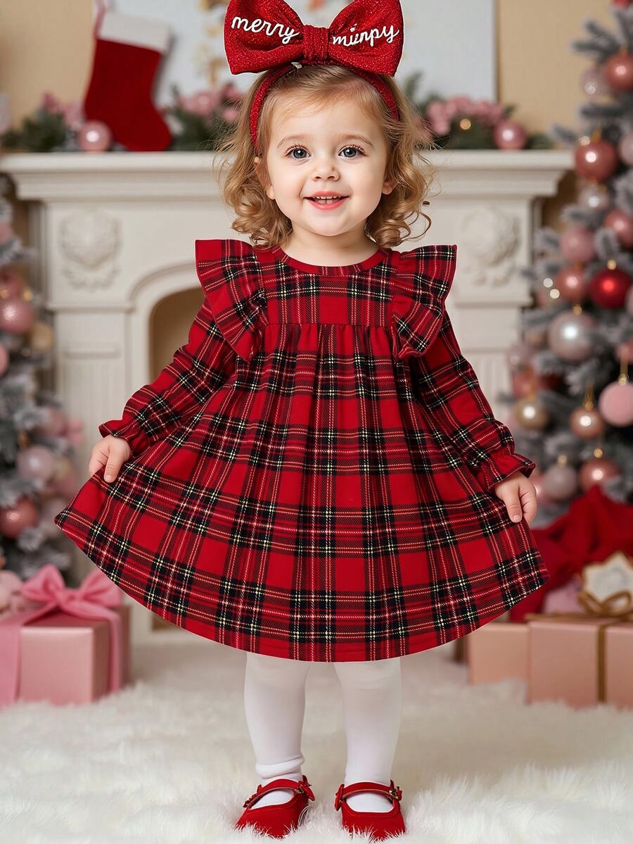 SHEIN Baby Girls Dresses - Red - View 1