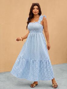Elaquor Plus Size Dresses - Baby Blue - View 4