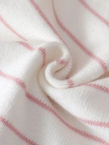SHEIN 女童條紋圖案落肩蝴蝶結前襟開襟衫 - 粉色 - 查看 5