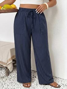 SHEIN Frenchy Plus Size Pants - Blue - View 5