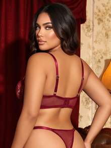 Divavoom Plus Size Bra And Panty Sets - Burgundy - View 11