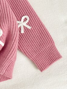 Cozy Pixies Baby Girl Bow Front Button Placket Cardigan - Pink - View 5