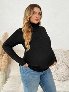 Plussiva Top de punto acanalado con cuello alto falso talla grande - Rosa Oxidada - Ver 6
