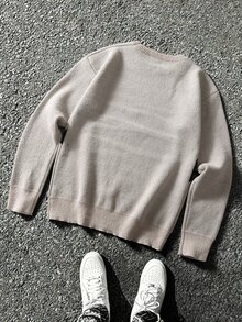 Manfinity CasualKnits Men Letter Pattern Round Neck Sweater - Camel - View 2