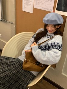 DAZY Suéter con manga raglán y estampado Fair Isle - Azul - Ver 4