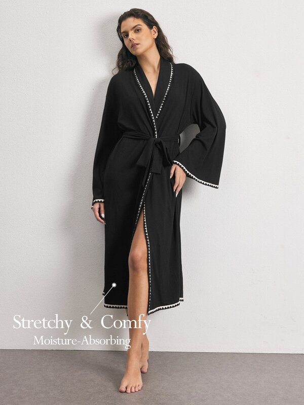 Ocili Contrast Binding Belted Robe
