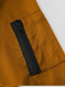 Manfinity Homme Men Zip Up Stand Collar Jacket - Brown - View 7
