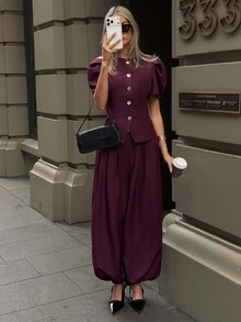 Aloruh Women Suit Sets,New Fall Styles - Purple - View 8