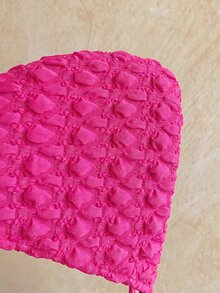 Soleia Plaid Print Smocked Halter Triangle Bikini Swimwears Bathing Beach Honeymoon Party Hot Pink Pink Summer Sexy - Hot Pink - View 8