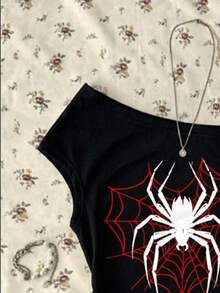 Teen Girls Spider Web Print Tee - Multicolor - View 3