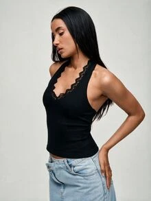 SHEIN BASICS 女士背心 - 黑色 - 查看 1