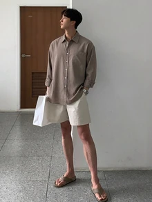 DAZY Men Solid Pocket Patched Shirt Fall - Brown - View 4