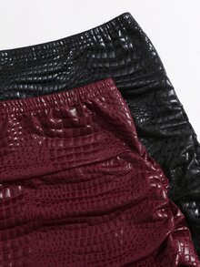 SHEIN EZwear 2 piezas de pantalones cortos con relieve de cocodrilo y fruncidos - Multicolor - Ver 6