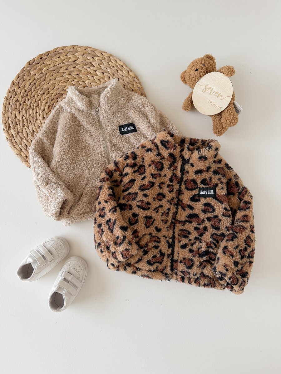 SHEIN 2PCS Baby Girls Coats - Khaki - View 1