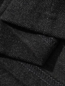 FRIFUL Solid Ruffle Trim Overall Dress Without Tee Brunch Dark Green Autumn French Elegant - Dark Grey - View 8