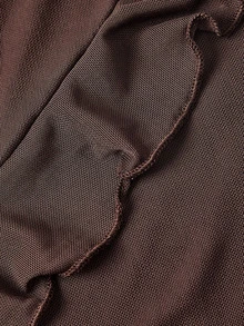 ROMWE Avant Solid Ruffle Trim Tie Backless Halter Dress - Brown - View 4