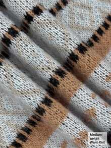 Linhara CURVE Plus Geo Pattern Sweater - Blue - View 5