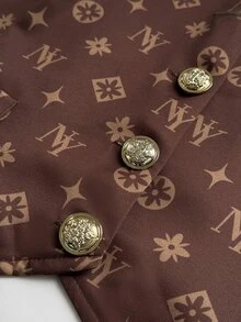 Rustia Chaleco con estampado integral & Pantalones de pierna ancha talla grande - Multicolor - Ver 4