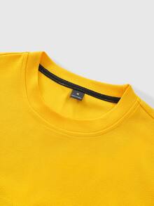 PAVTROS Camiseta de hombre con gráfico de letras y hombros caídos - Amarillo - Ver 7