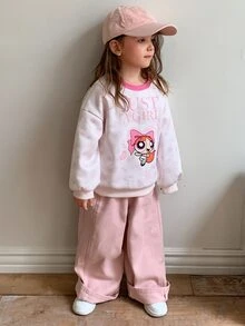 THE POWERPUFF GIRLS X DAZY Sweatshirts för unga flickor, höst - Rosa - Visa 1