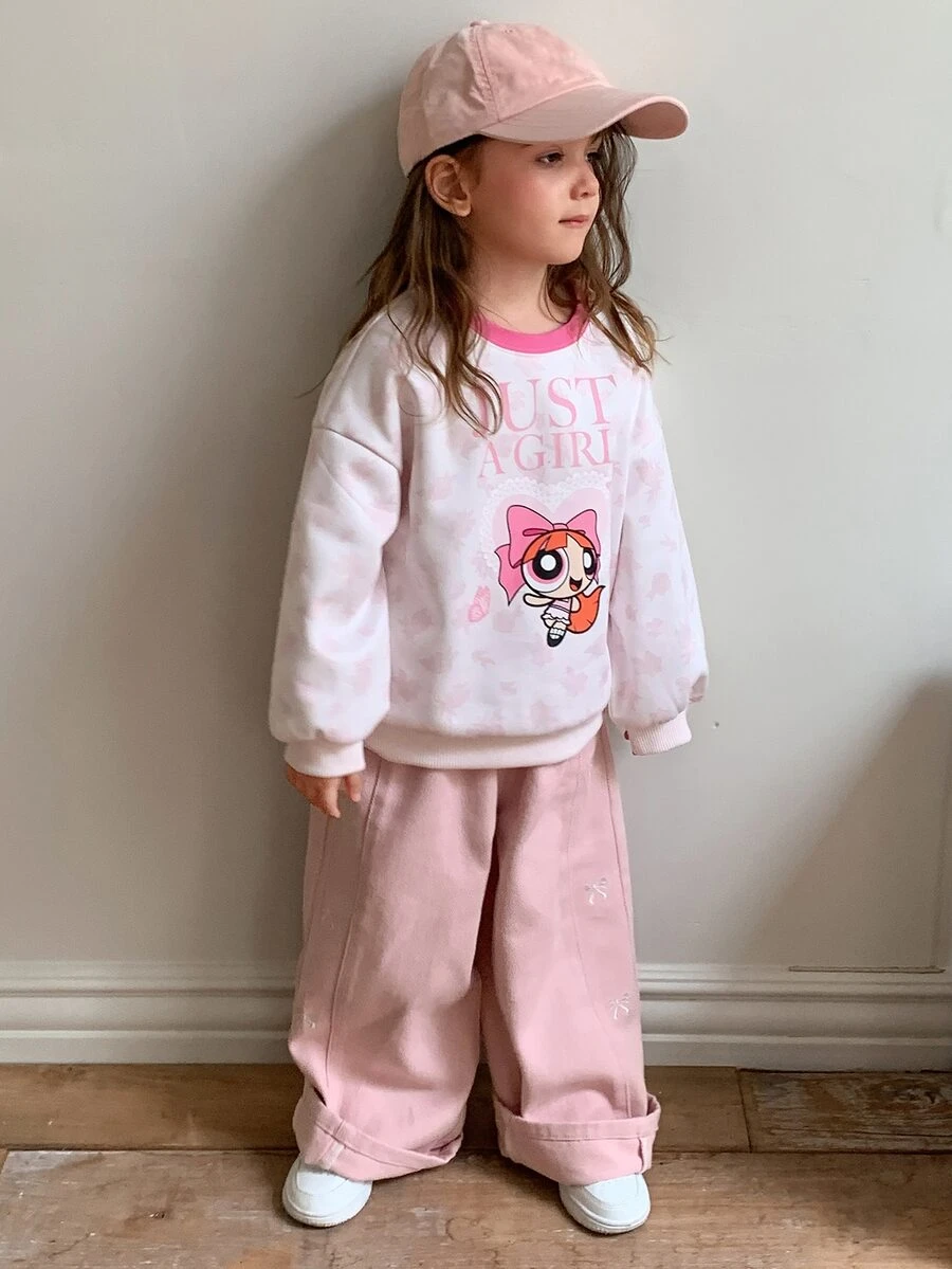 THE POWERPUFF GIRLS X DAZY Sweatshirts för unga flickor, höst - Rosa - Visa 1