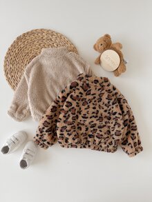 SHEIN 2PCS Baby Girls Coats - Khaki - View 2